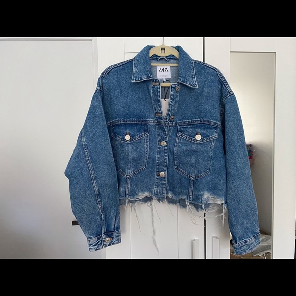 ZARA Ripped Denim Jacket - Picture 4 of 6